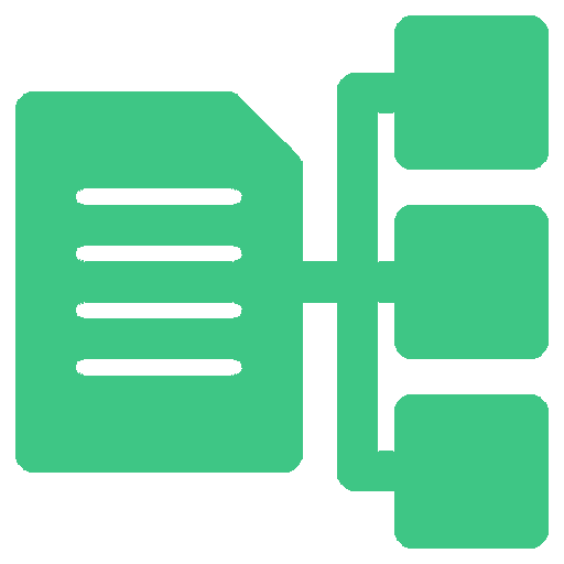 A green symbol representing a text document and the information gain.